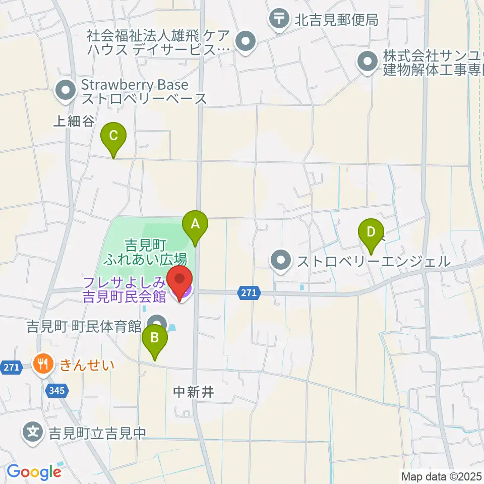 吉見町民会館(フレサよしみ)周辺の駐車場・コインパーキング一覧地図