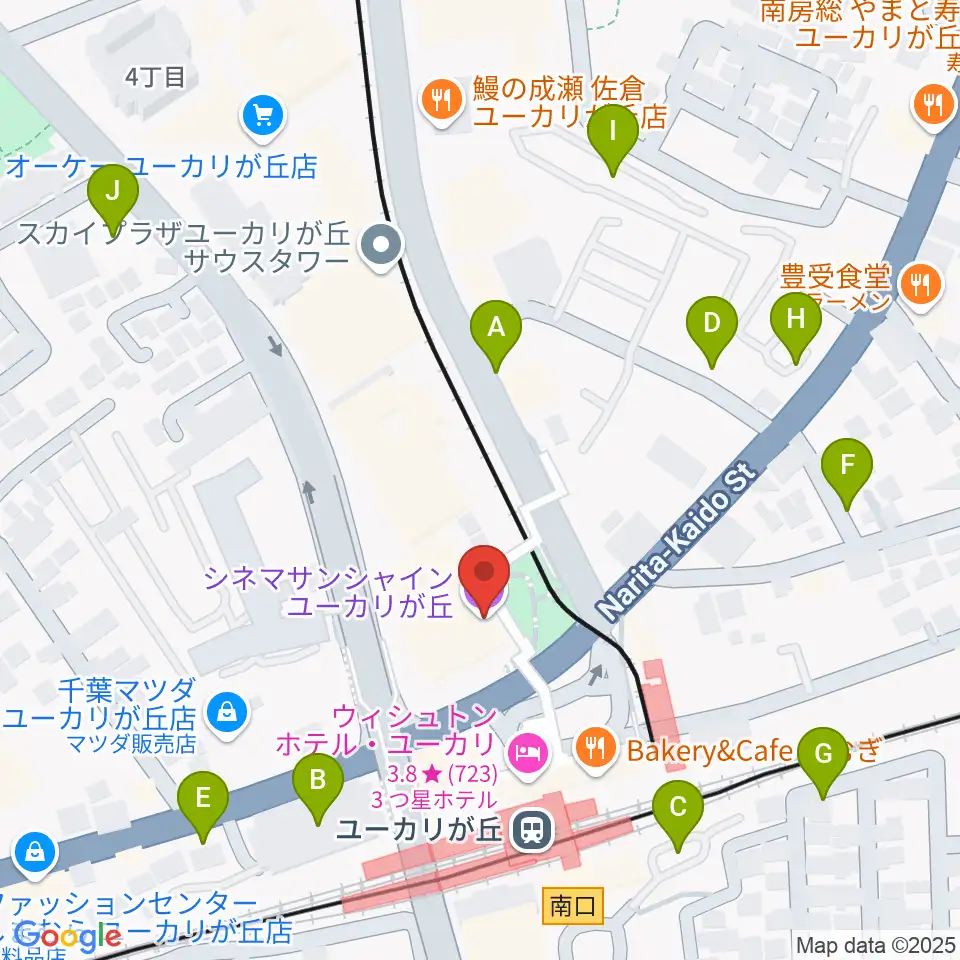 シネマサンシャインユーカリが丘周辺の駐車場・コインパーキング一覧地図