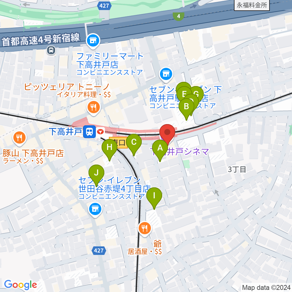 下高井戸シネマ周辺の駐車場・コインパーキング一覧地図