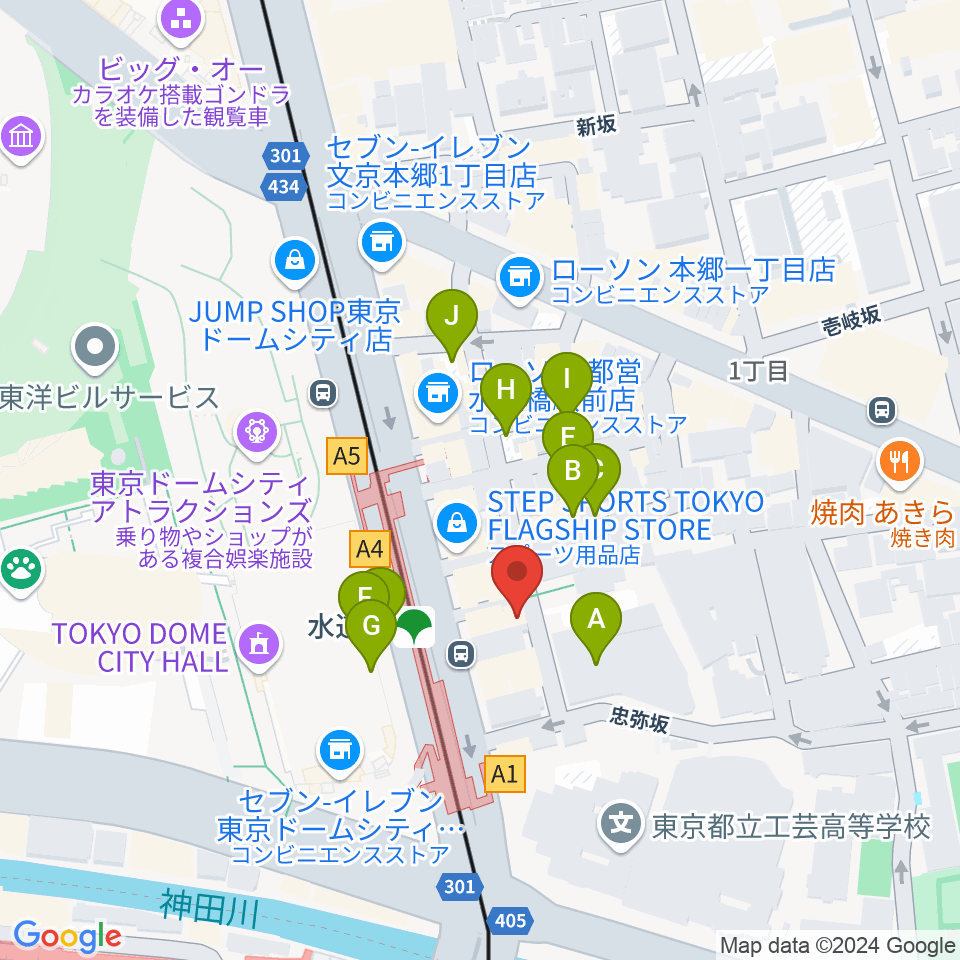 水道橋Ftarri周辺の駐車場・コインパーキング一覧地図