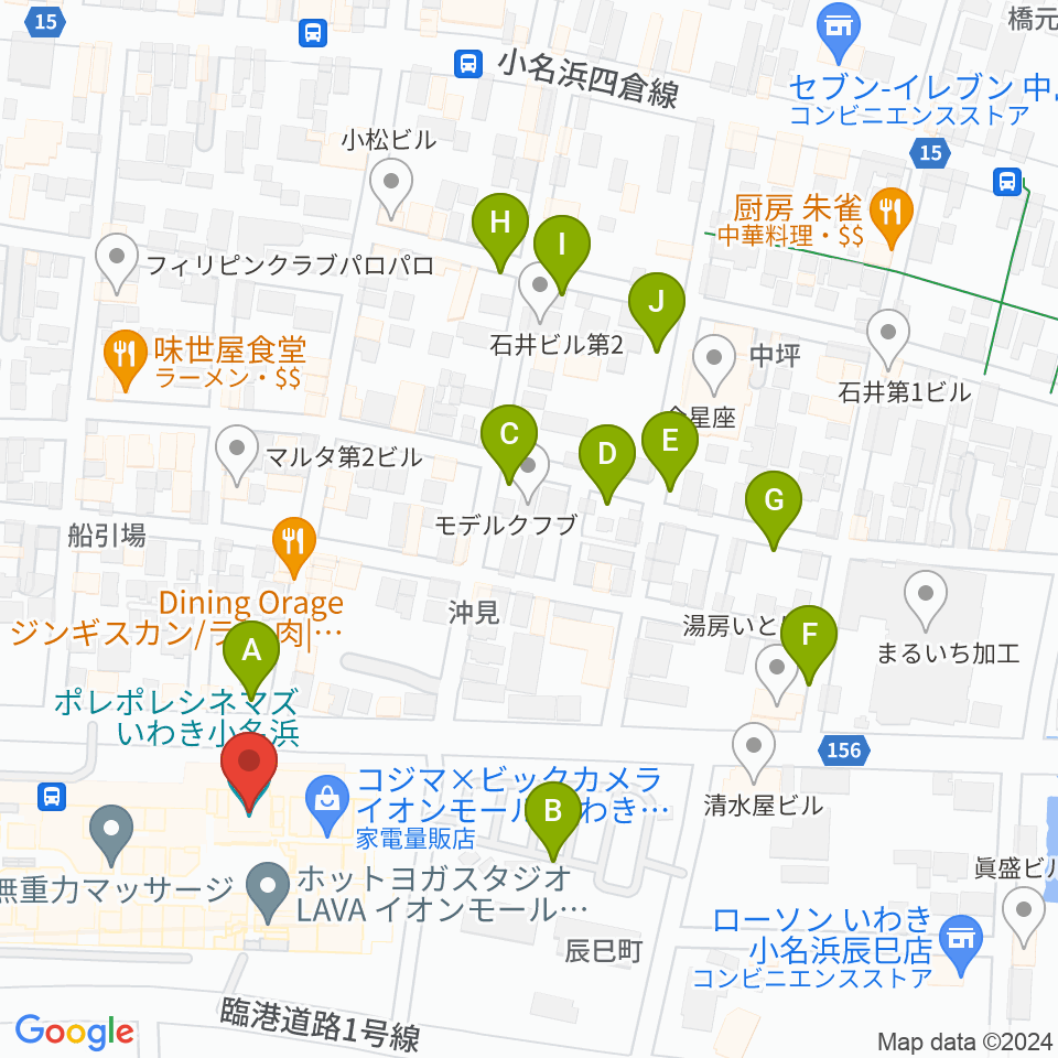 ポレポレシネマズいわき小名浜 周辺の駐車場 コインパーキング一覧マップ
