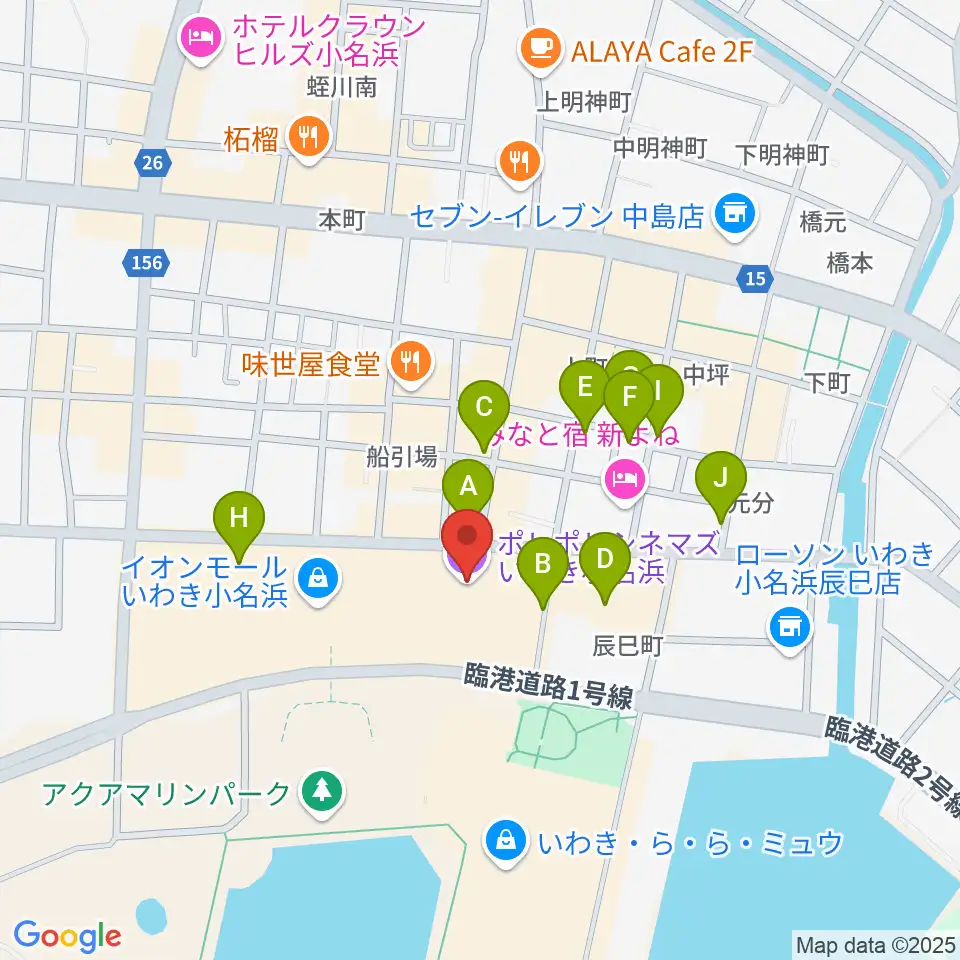 ポレポレシネマズいわき小名浜周辺の駐車場・コインパーキング一覧地図