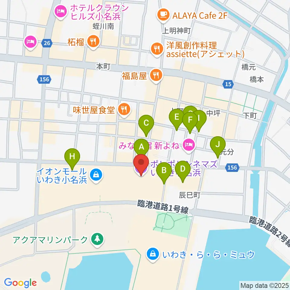 ポレポレシネマズいわき小名浜周辺の駐車場・コインパーキング一覧地図