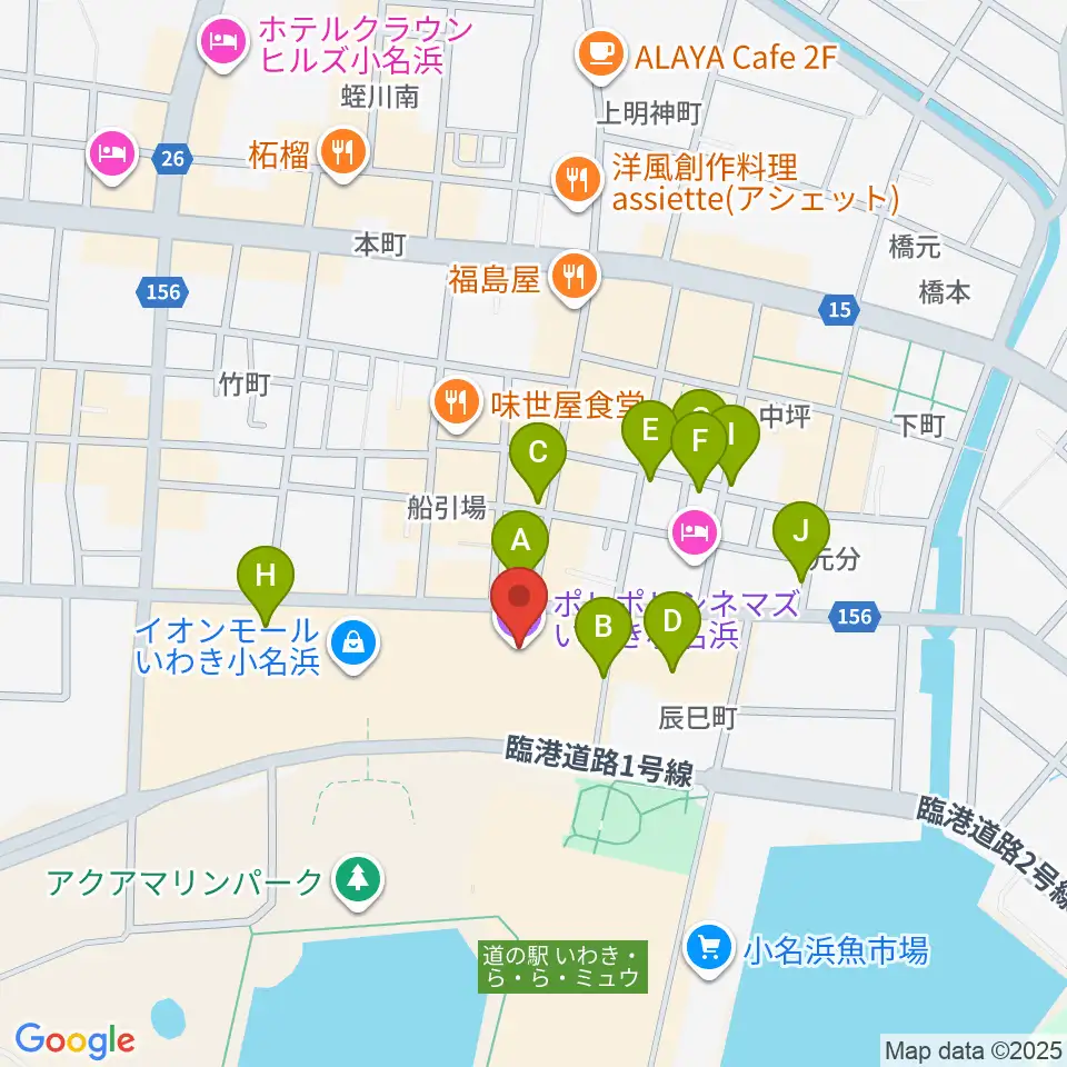 ポレポレシネマズいわき小名浜周辺の駐車場・コインパーキング一覧地図
