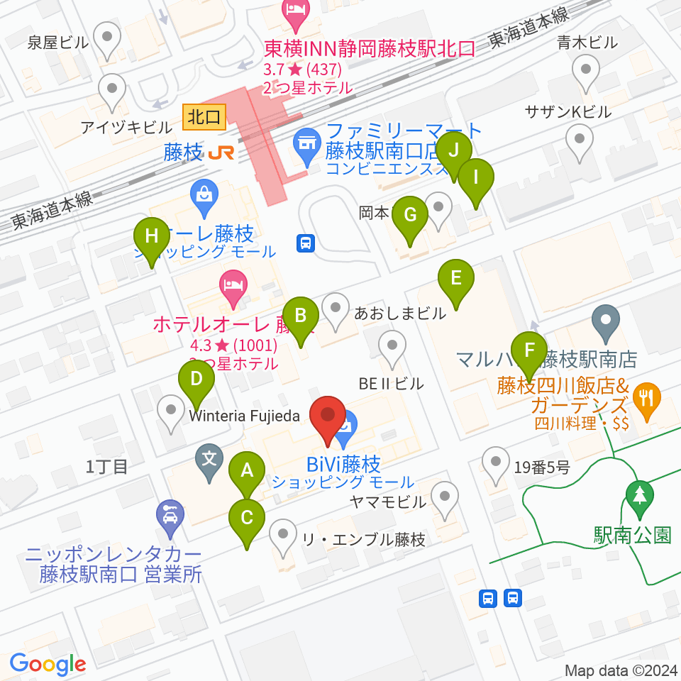 藤枝シネ・プレーゴ周辺の駐車場・コインパーキング一覧地図