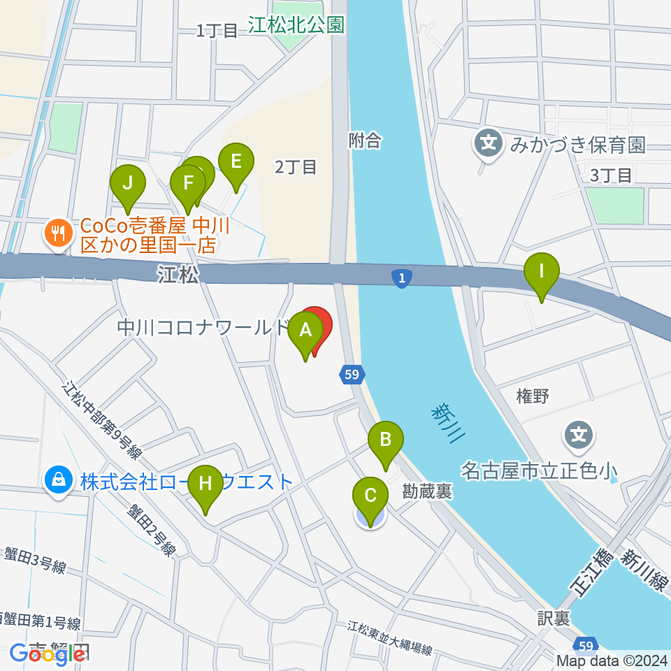 シネマワールド中川周辺の駐車場・コインパーキング一覧地図