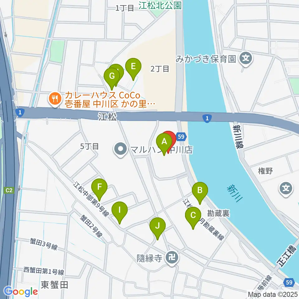 シネマワールド中川周辺の駐車場・コインパーキング一覧地図