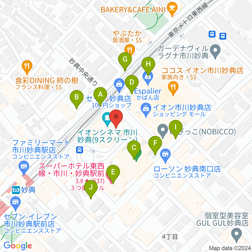 イオンシネマ市川妙典周辺の駐車場・コインパーキング一覧地図