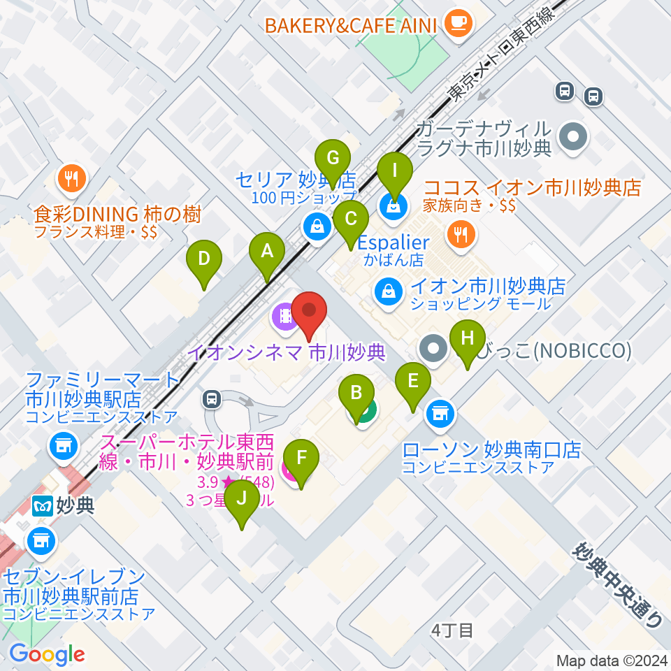 イオンシネマ市川妙典周辺の駐車場・コインパーキング一覧地図