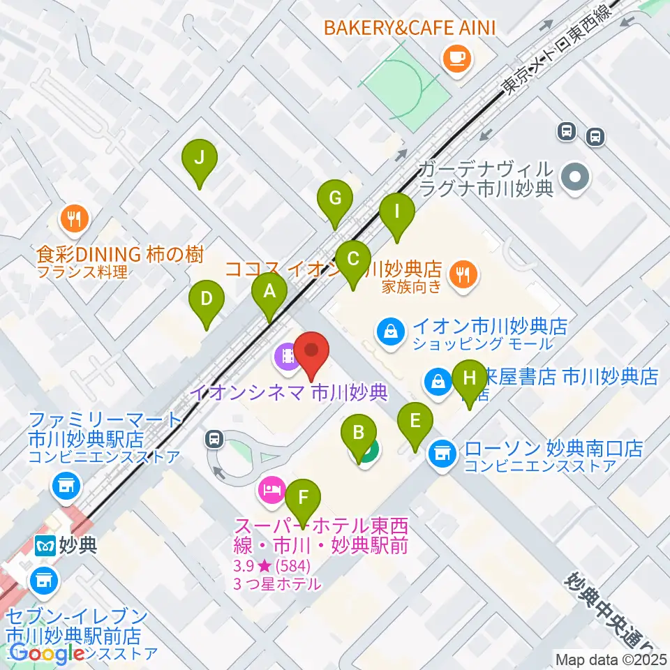 イオンシネマ市川妙典周辺の駐車場・コインパーキング一覧地図