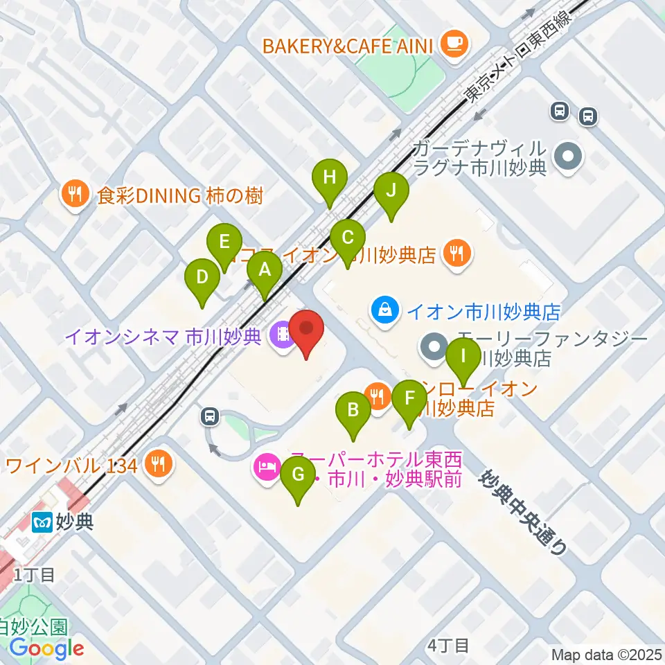 イオンシネマ市川妙典周辺の駐車場・コインパーキング一覧地図