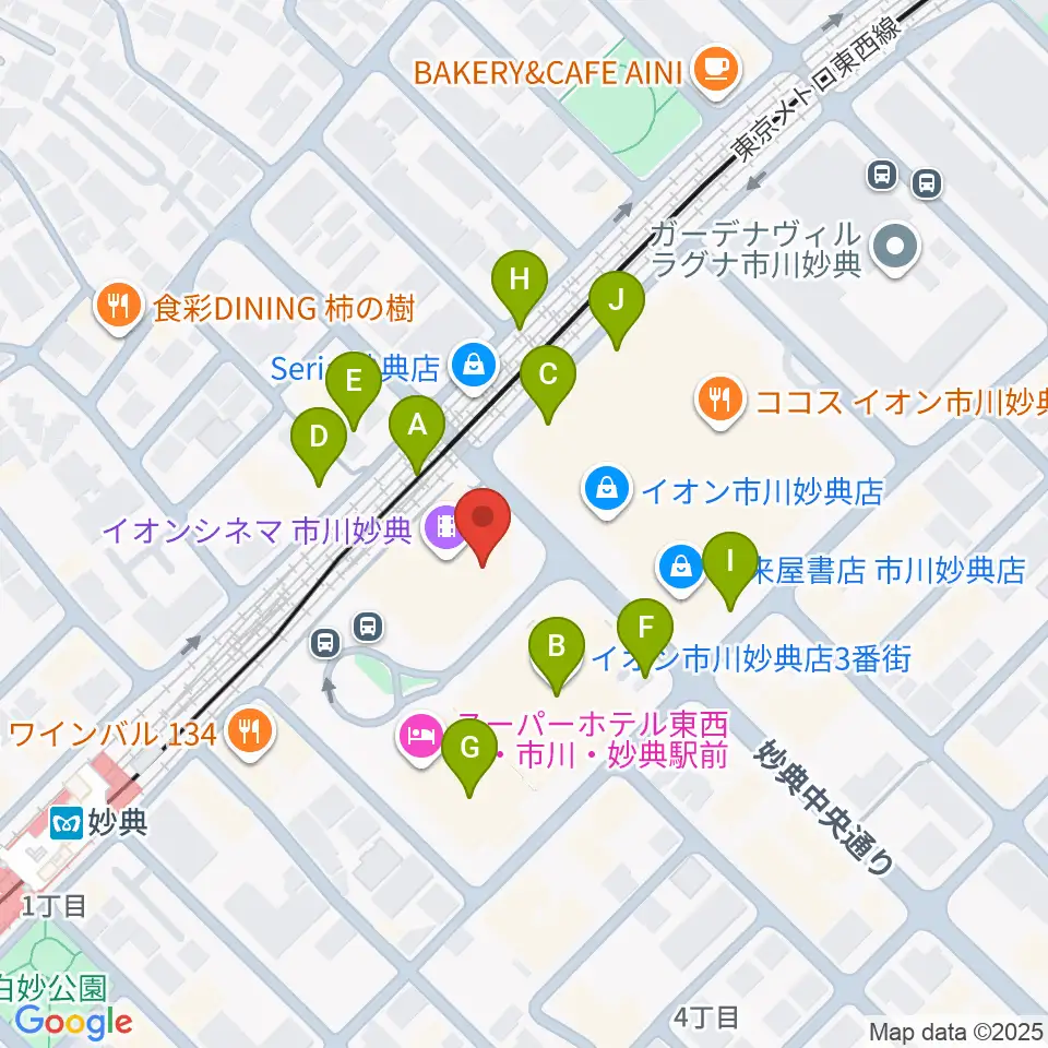 イオンシネマ市川妙典周辺の駐車場・コインパーキング一覧地図