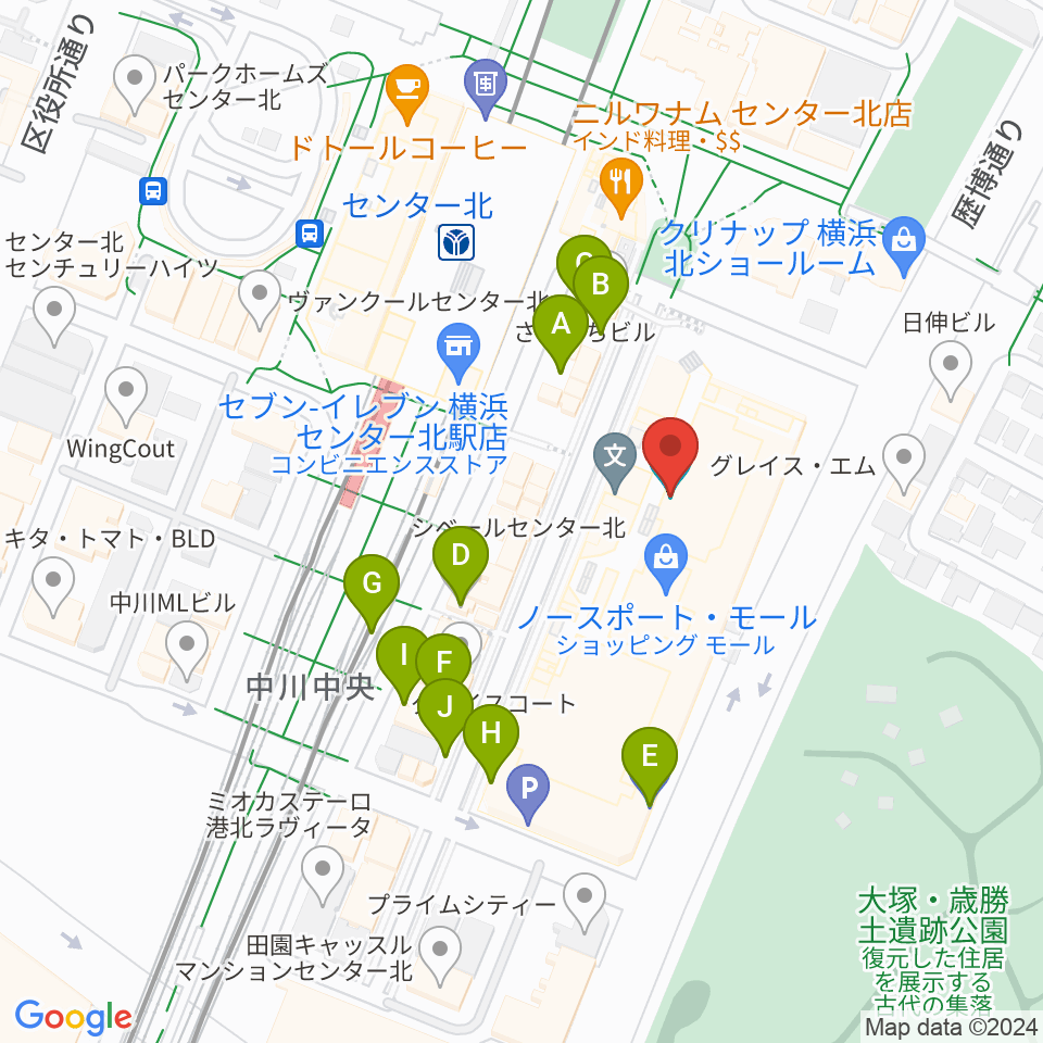 イオンシネマ港北ニュータウン周辺の駐車場・コインパーキング一覧地図