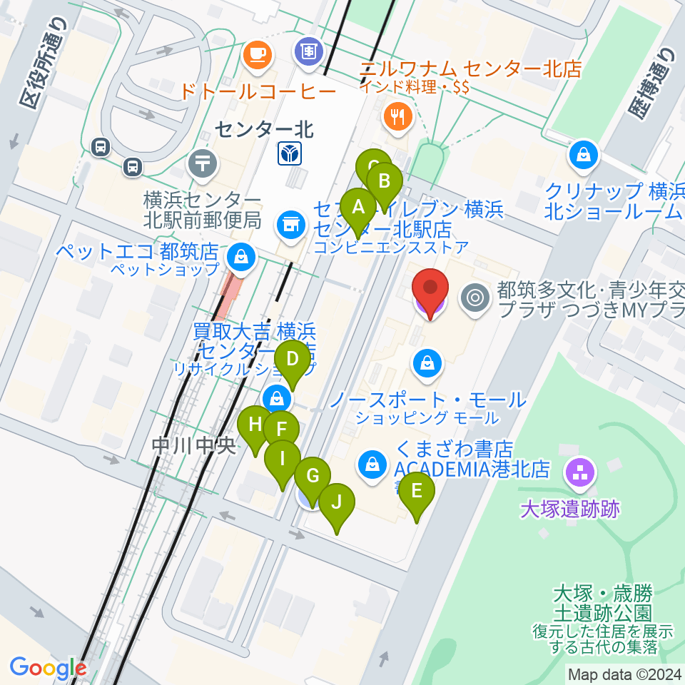 イオンシネマ港北ニュータウン周辺の駐車場・コインパーキング一覧地図