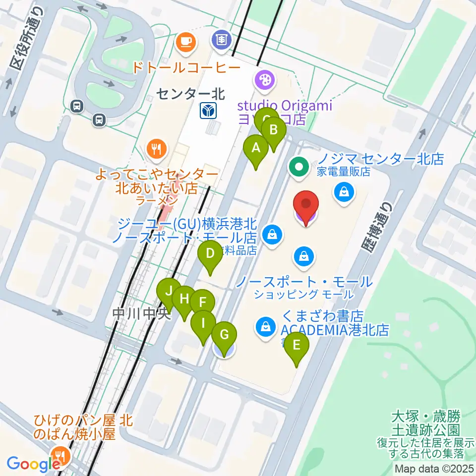 イオンシネマ港北ニュータウン周辺の駐車場・コインパーキング一覧地図