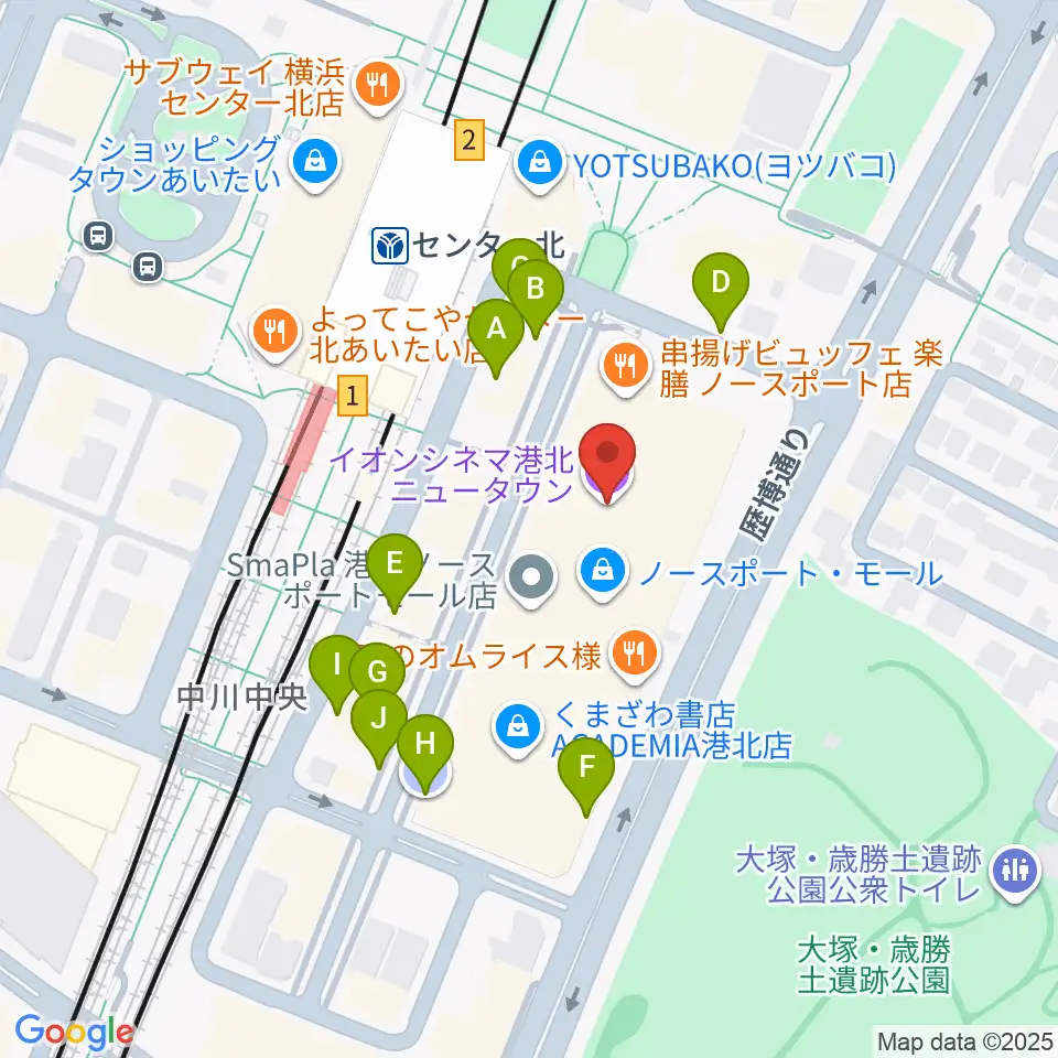イオンシネマ港北ニュータウン周辺の駐車場・コインパーキング一覧地図