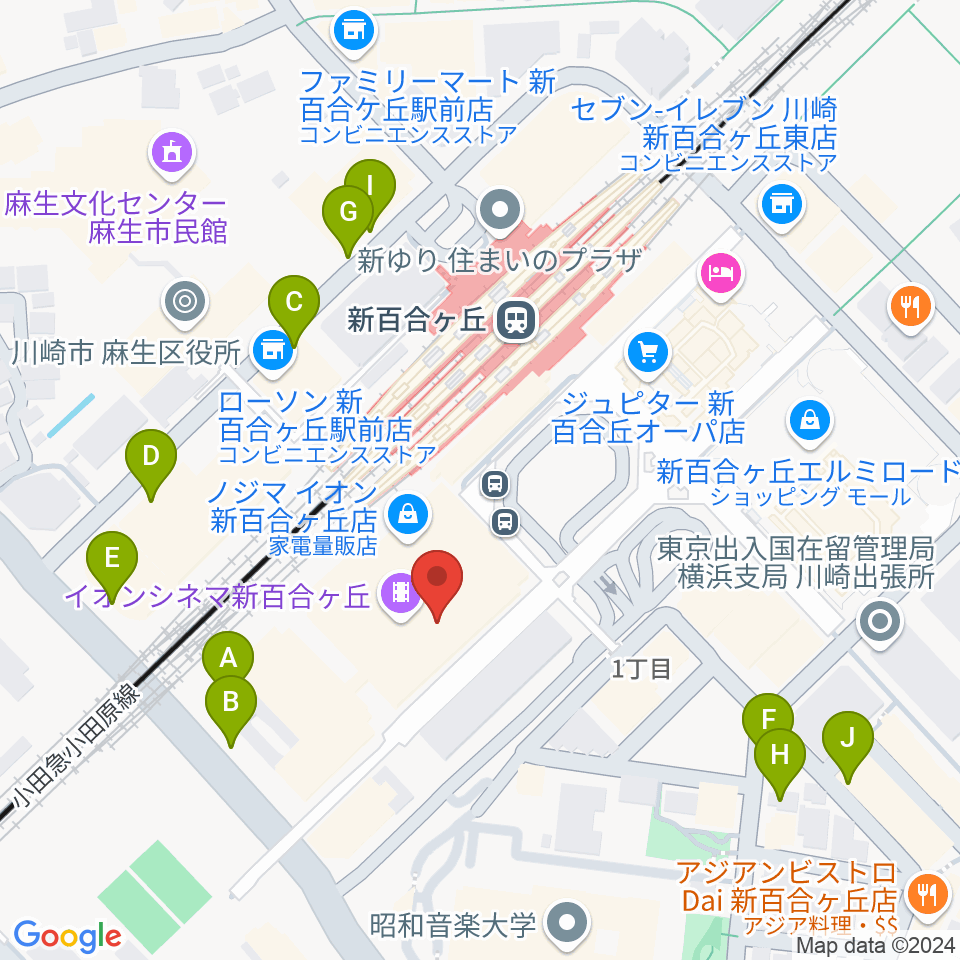 イオンシネマ新百合ヶ丘周辺の駐車場・コインパーキング一覧地図