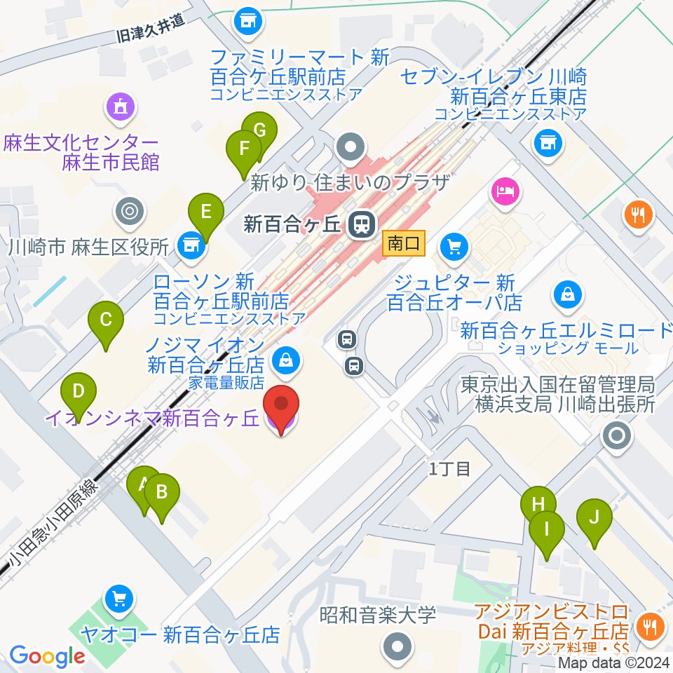 イオンシネマ新百合ヶ丘周辺の駐車場・コインパーキング一覧地図