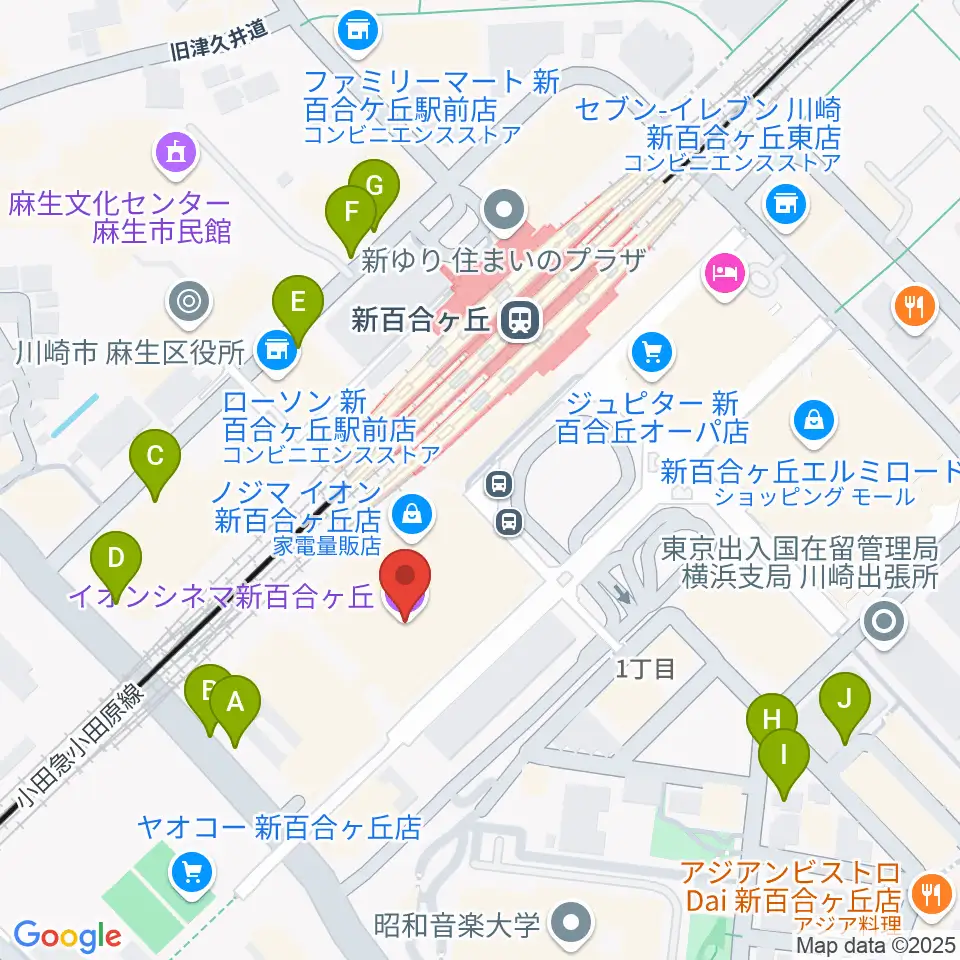 イオンシネマ新百合ヶ丘周辺の駐車場・コインパーキング一覧地図