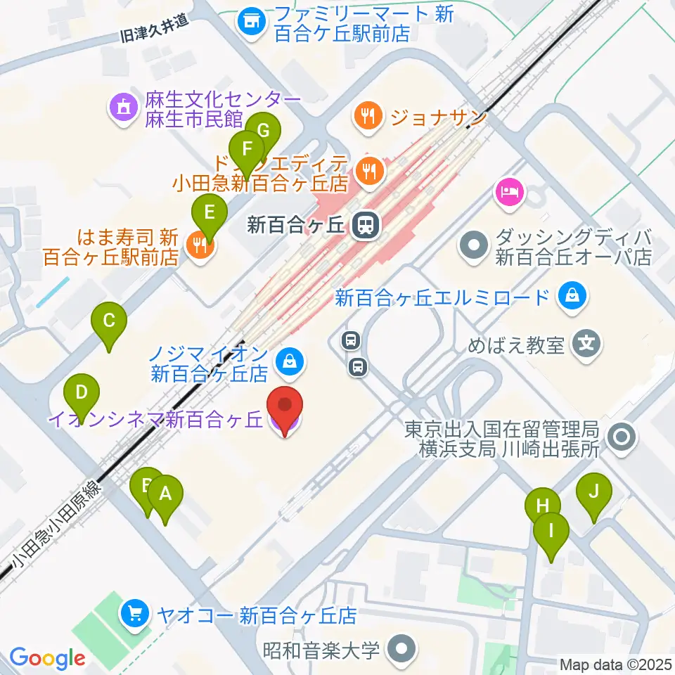 イオンシネマ新百合ヶ丘周辺の駐車場・コインパーキング一覧地図