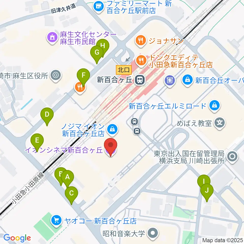 イオンシネマ新百合ヶ丘周辺の駐車場・コインパーキング一覧地図