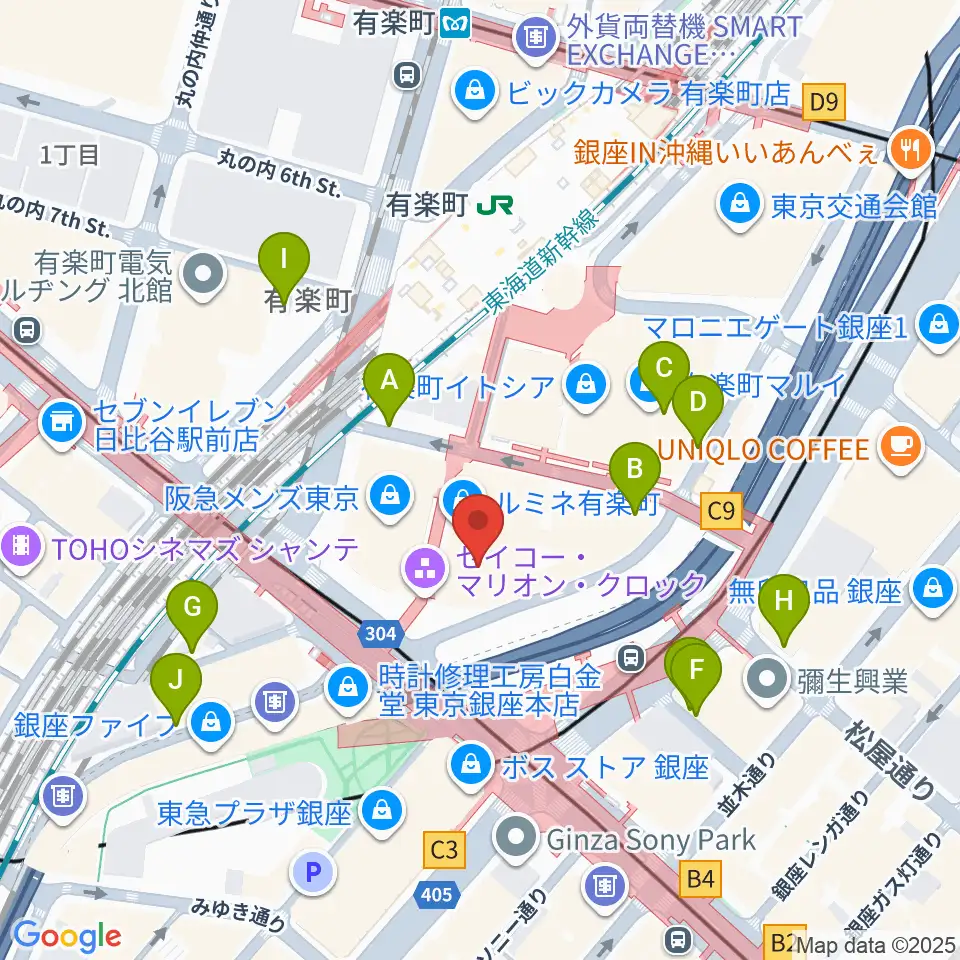 丸の内ピカデリー周辺の駐車場・コインパーキング一覧地図