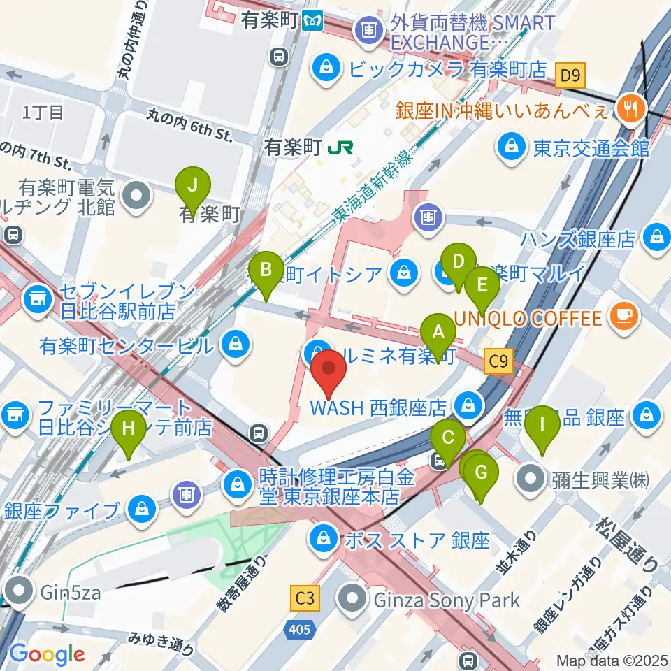 丸の内ピカデリー周辺の駐車場・コインパーキング一覧地図