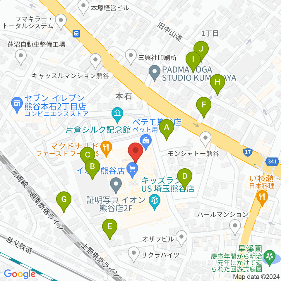 イオンシネマ熊谷周辺の駐車場・コインパーキング一覧地図
