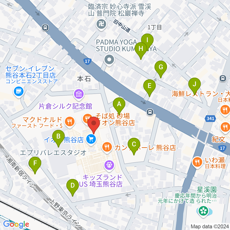 イオンシネマ熊谷周辺の駐車場・コインパーキング一覧地図