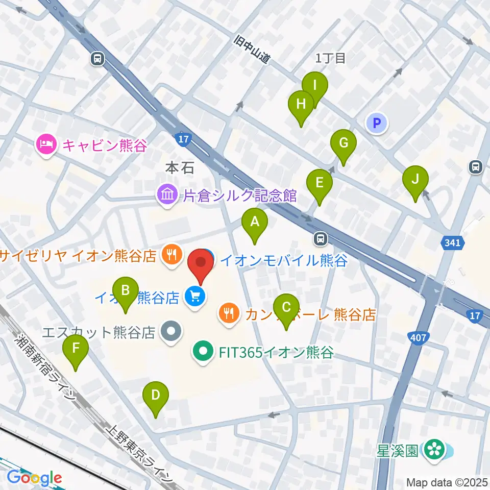 イオンシネマ熊谷周辺の駐車場・コインパーキング一覧地図