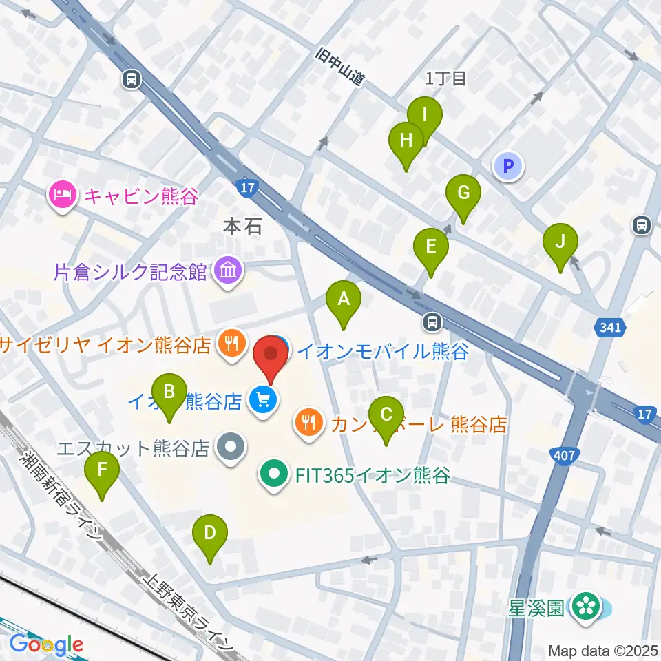 イオンシネマ熊谷周辺の駐車場・コインパーキング一覧地図