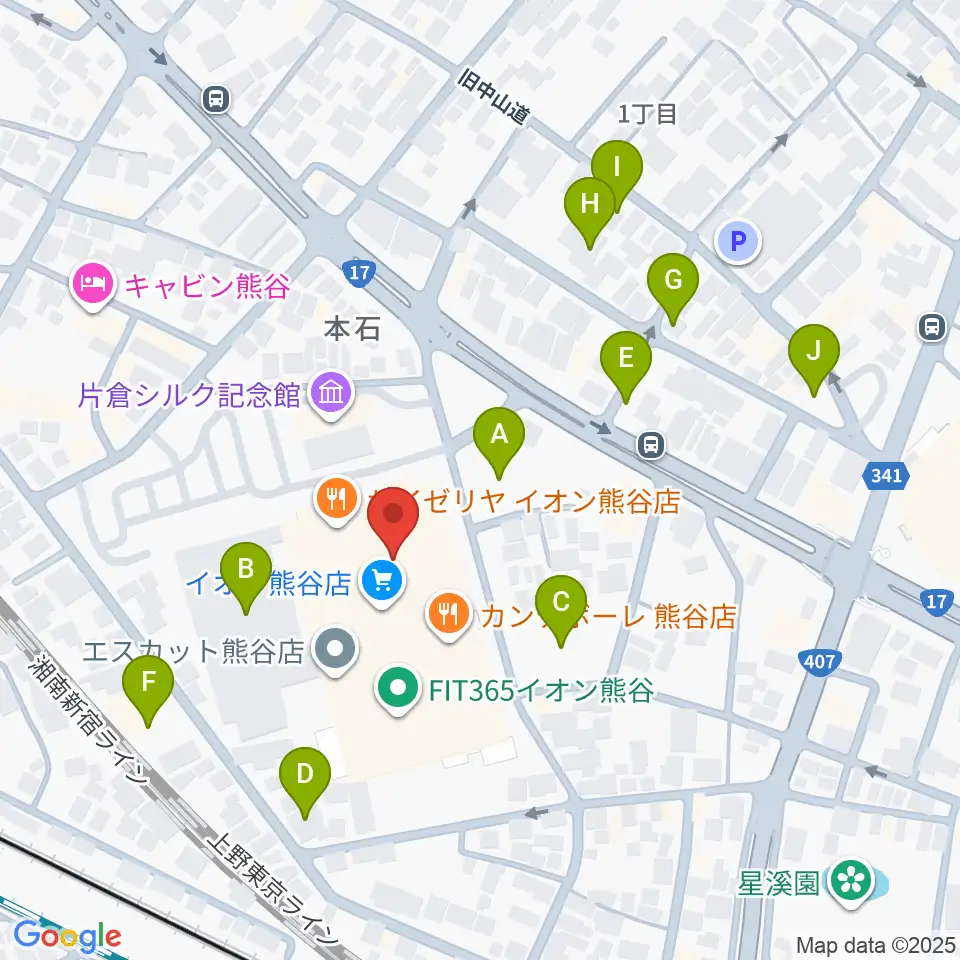 イオンシネマ熊谷周辺の駐車場・コインパーキング一覧地図