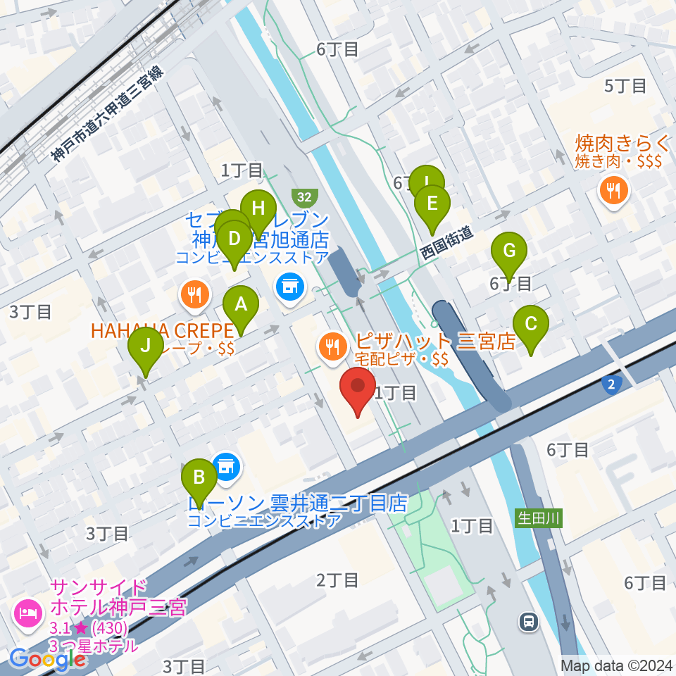 神戸ロッククラブ周辺の駐車場・コインパーキング一覧地図