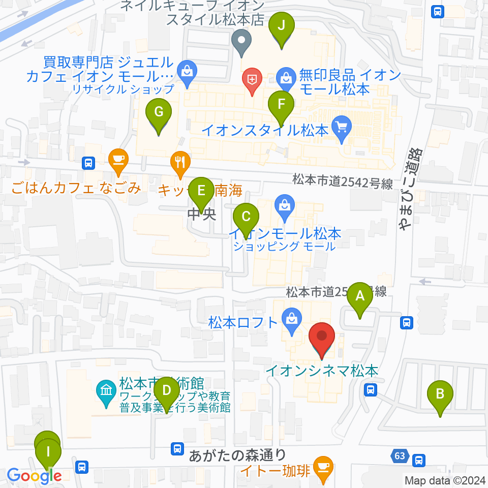 イオンシネマ松本周辺の駐車場・コインパーキング一覧地図