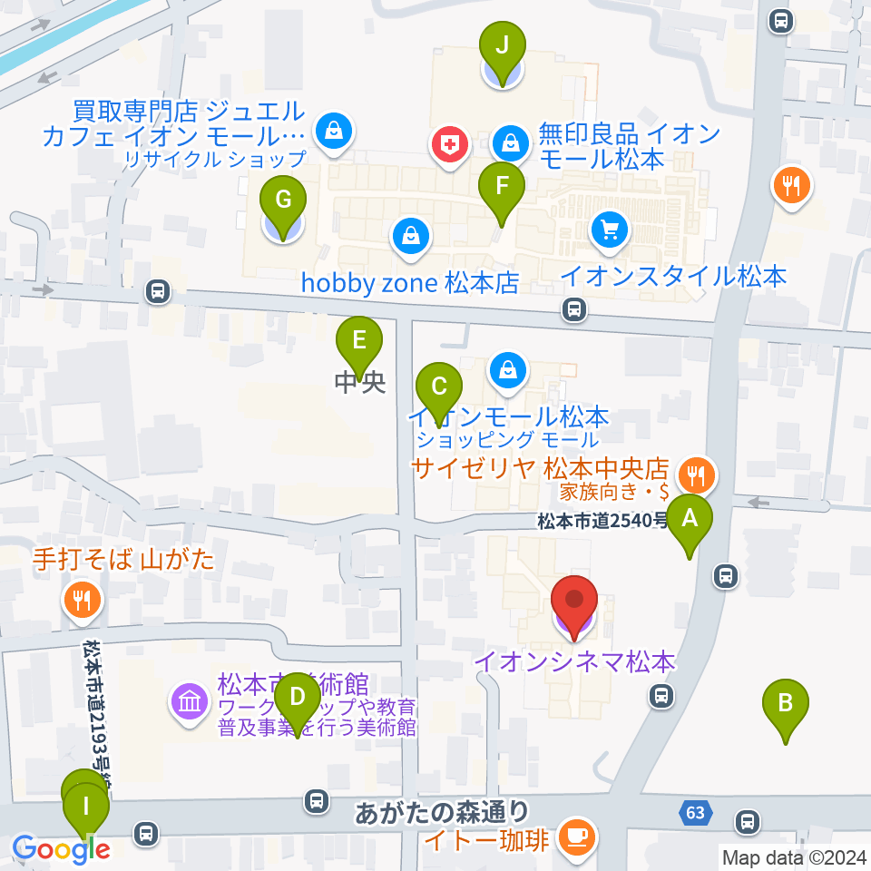 イオンシネマ松本周辺の駐車場・コインパーキング一覧地図