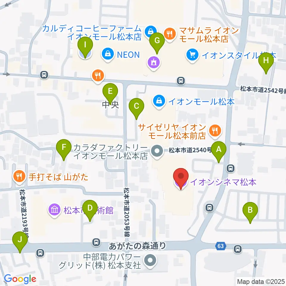 イオンシネマ松本周辺の駐車場・コインパーキング一覧地図