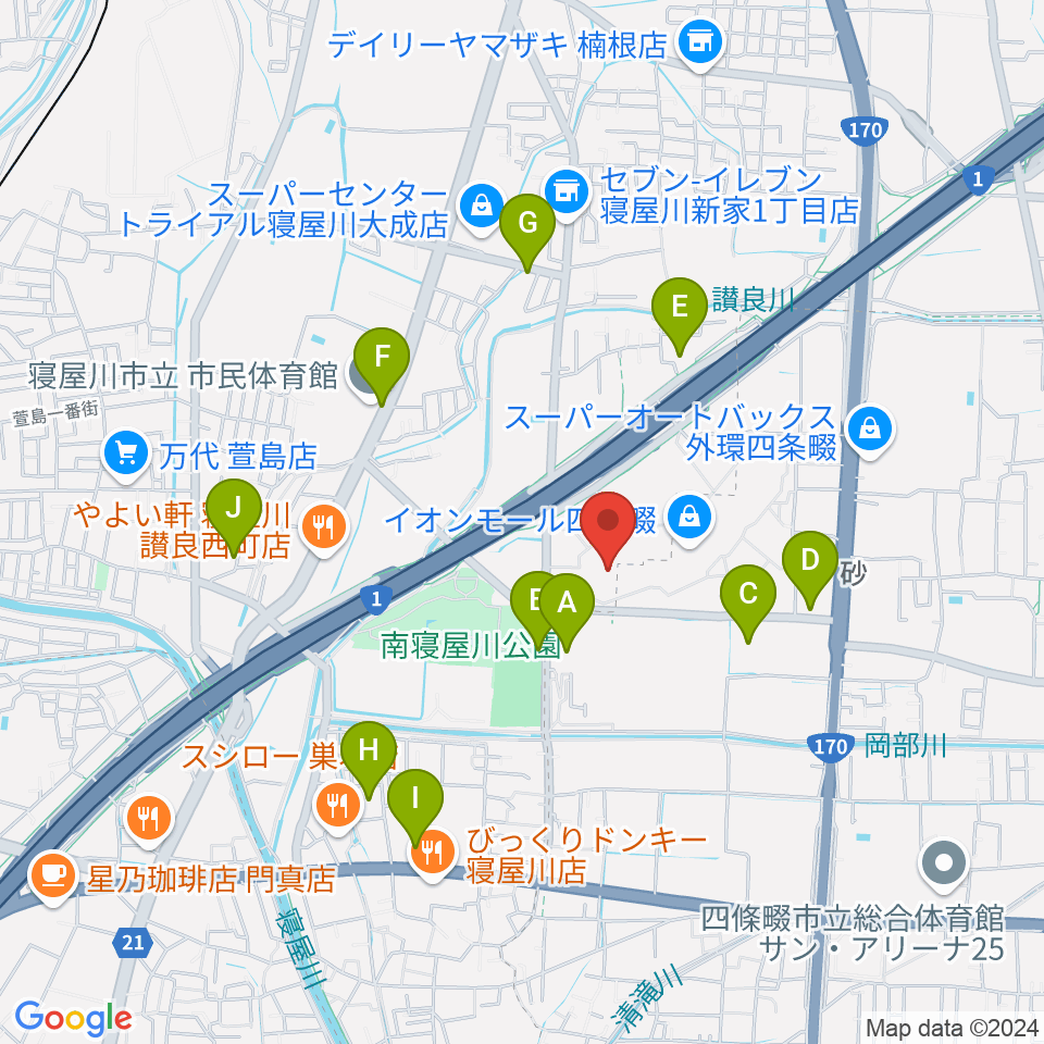 イオンシネマ四條畷周辺の駐車場・コインパーキング一覧地図