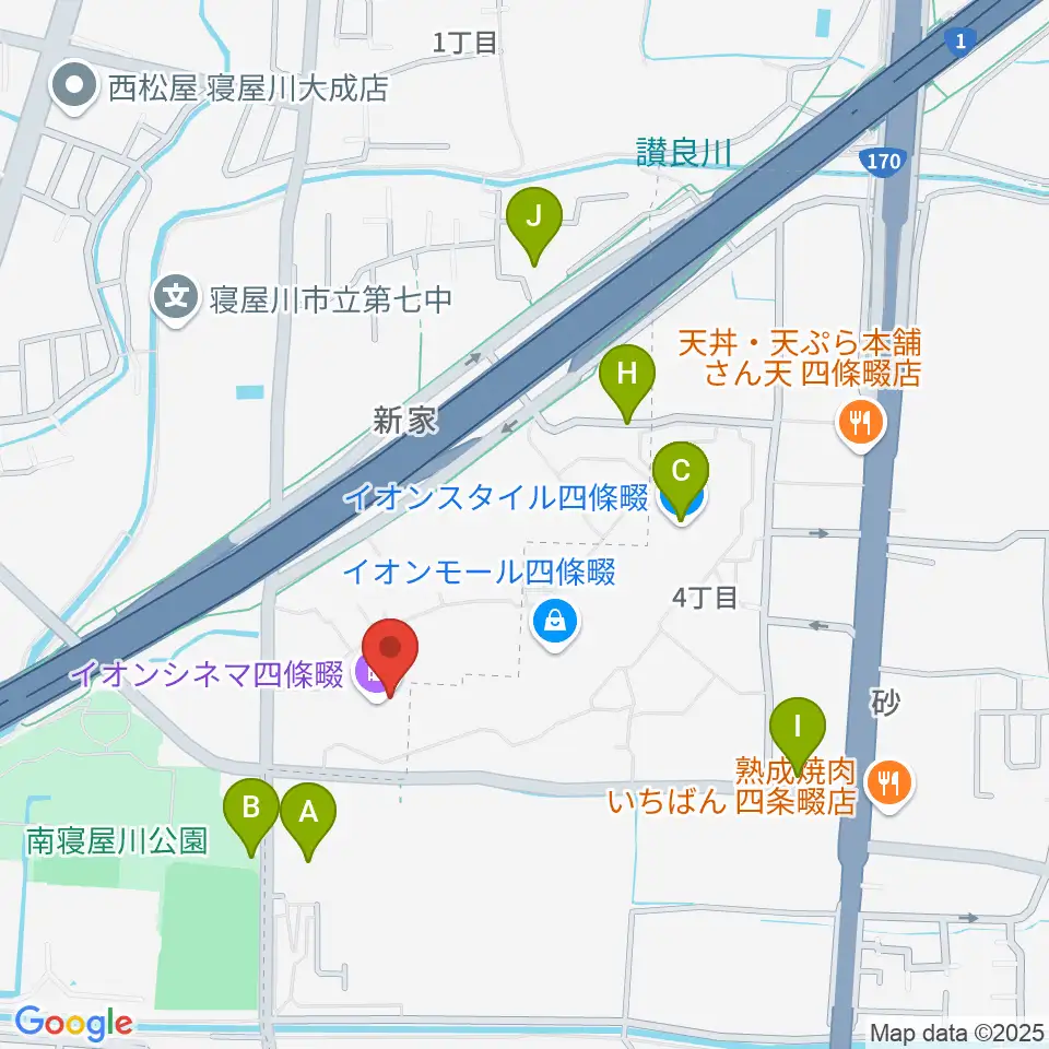 イオンシネマ四條畷周辺の駐車場・コインパーキング一覧地図