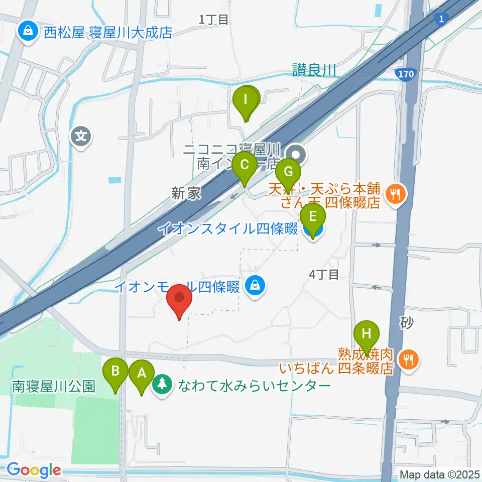 イオンシネマ四條畷周辺の駐車場・コインパーキング一覧地図