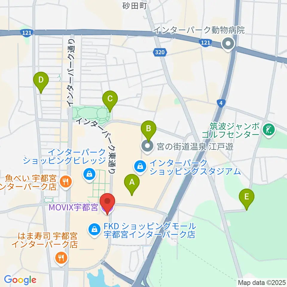MOVIX宇都宮周辺の駐車場・コインパーキング一覧地図