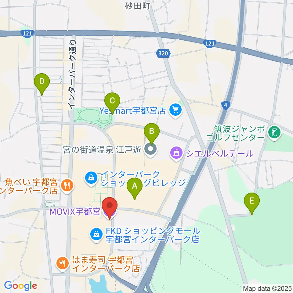 MOVIX宇都宮周辺の駐車場・コインパーキング一覧地図
