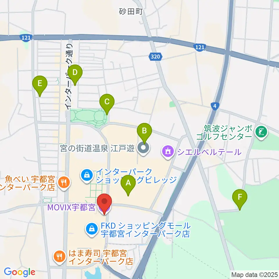 MOVIX宇都宮周辺の駐車場・コインパーキング一覧地図