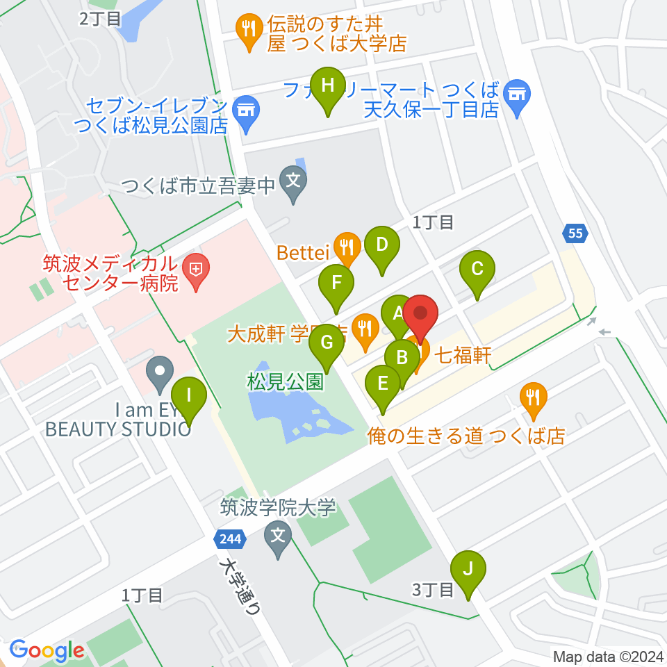 つくばFROG周辺の駐車場・コインパーキング一覧地図