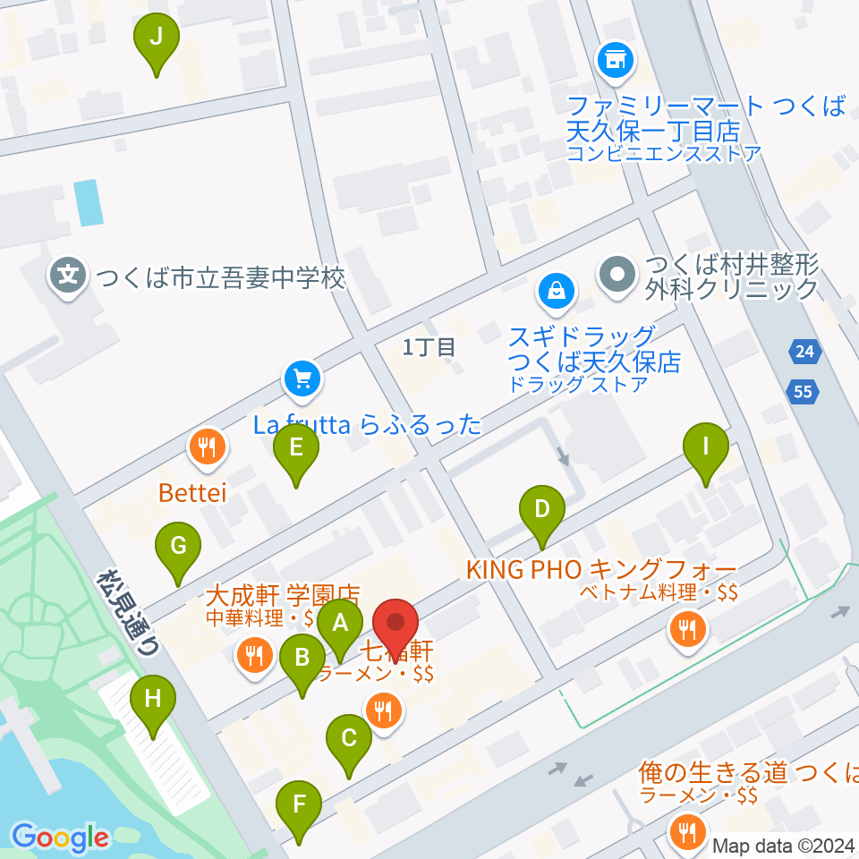 つくばFROG周辺の駐車場・コインパーキング一覧地図