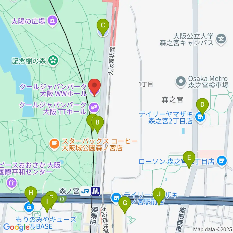 クールジャパンパーク大阪周辺の駐車場・コインパーキング一覧地図