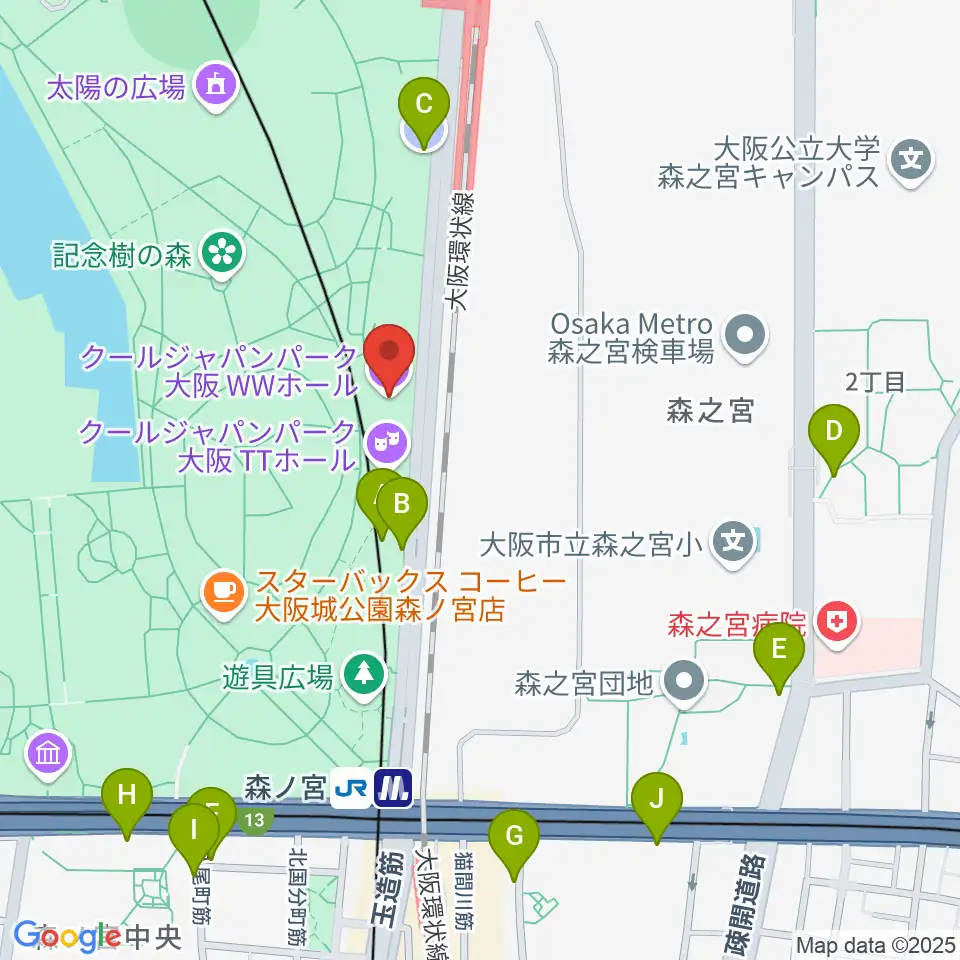 クールジャパンパーク大阪周辺の駐車場・コインパーキング一覧地図