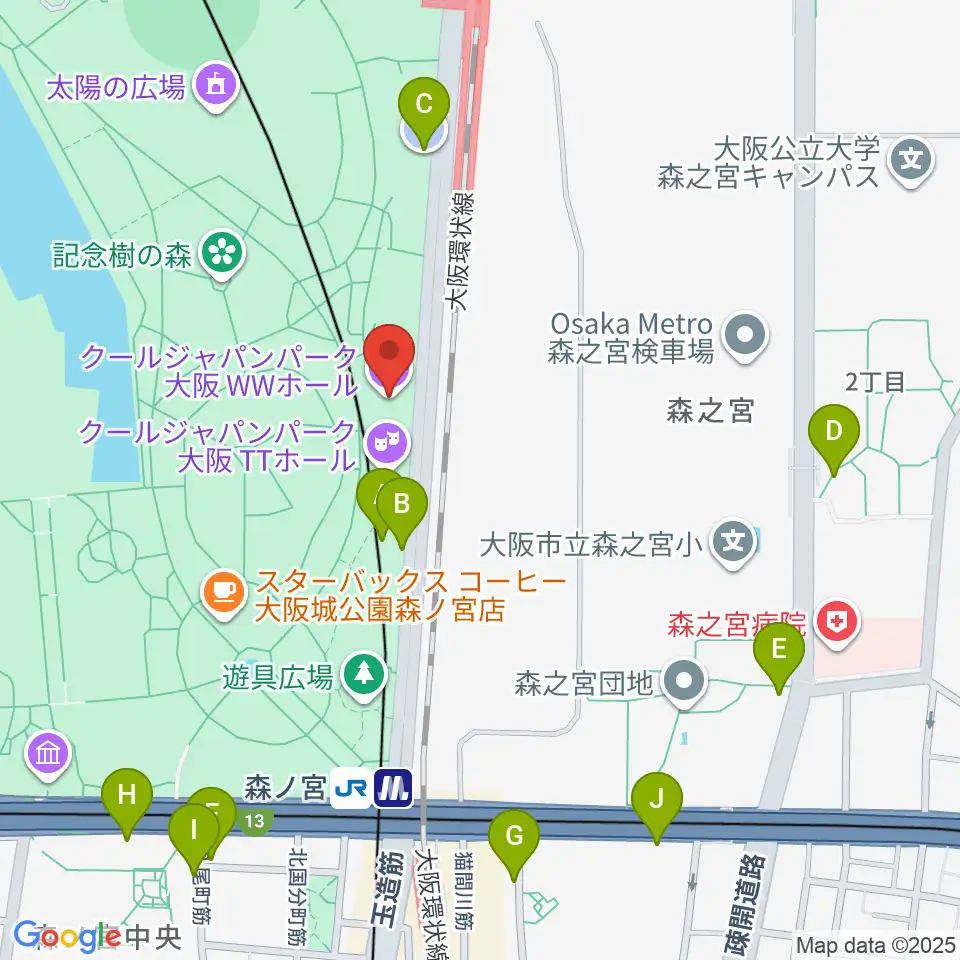 クールジャパンパーク大阪周辺の駐車場・コインパーキング一覧地図