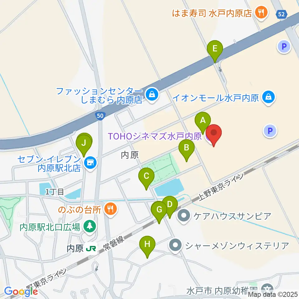 TOHOシネマズ水戸内原周辺の駐車場・コインパーキング一覧地図