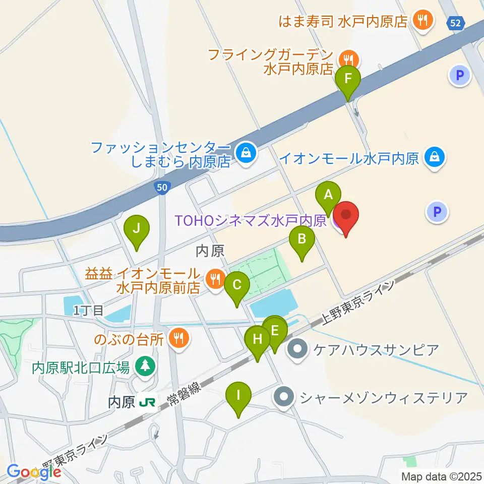TOHOシネマズ水戸内原周辺の駐車場・コインパーキング一覧地図