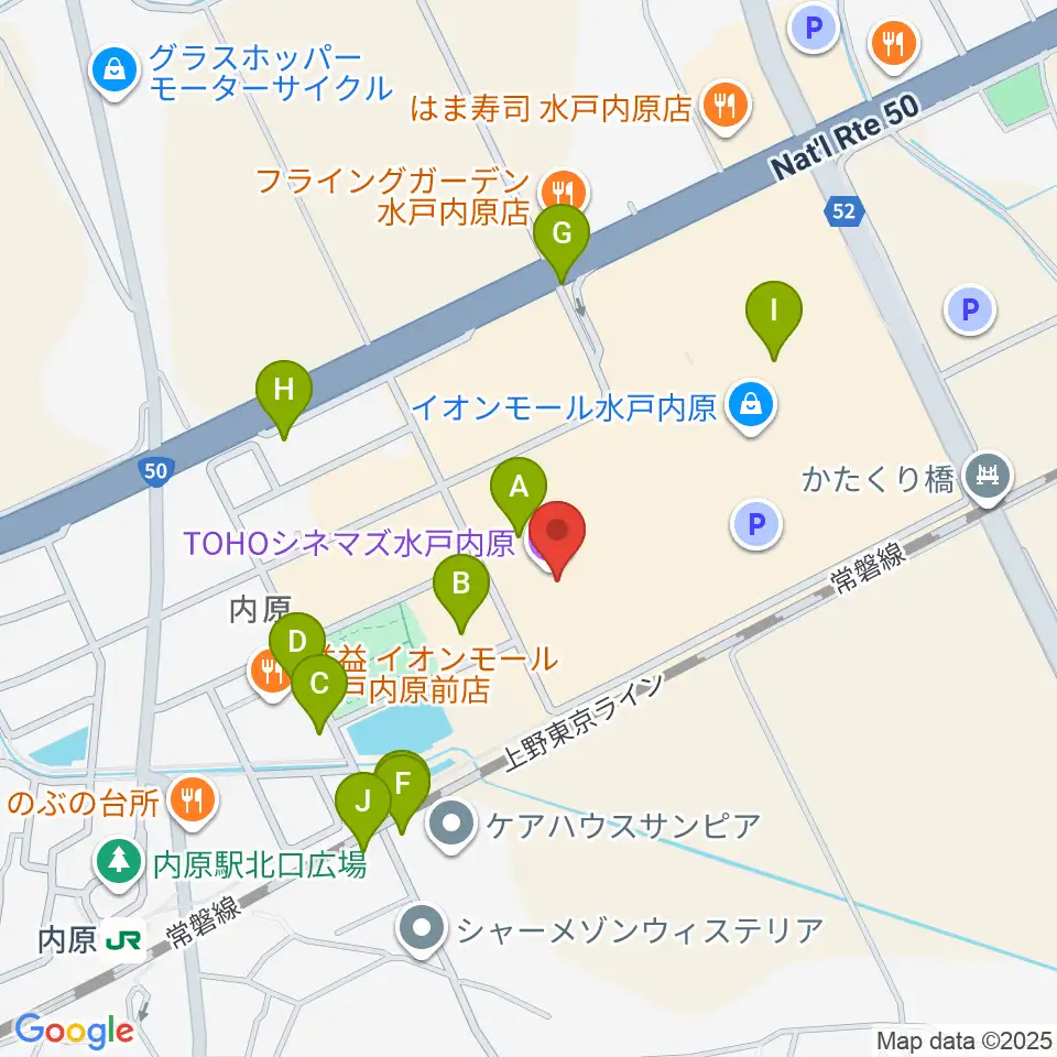 TOHOシネマズ水戸内原周辺の駐車場・コインパーキング一覧地図